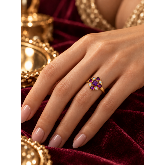 Pre Owned 9ct Amethyst and Pearl Ring ZC127